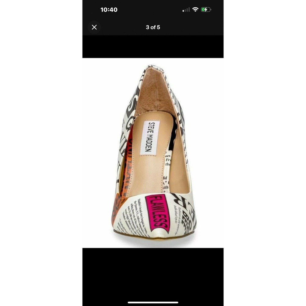 Steve Madden Daisie Black Newsprint Vala Pumps, 8M HTF‎ - Picture 5 of 6